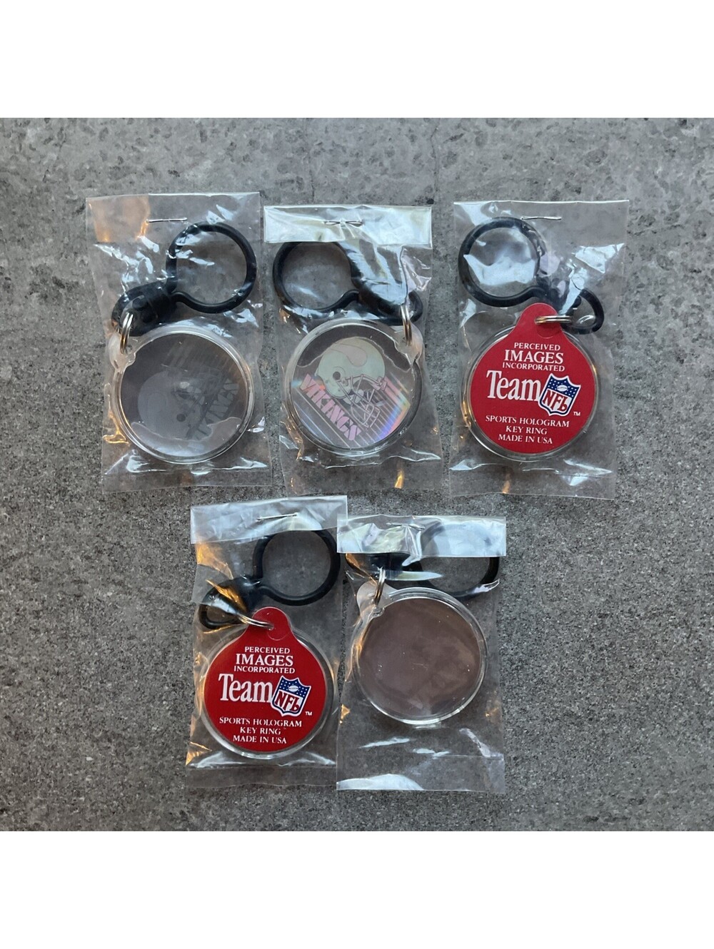 Vintage NFL Hologram Keychain Minnesota Vikings 1 1/2” Lot Of Five NWT Lot 7